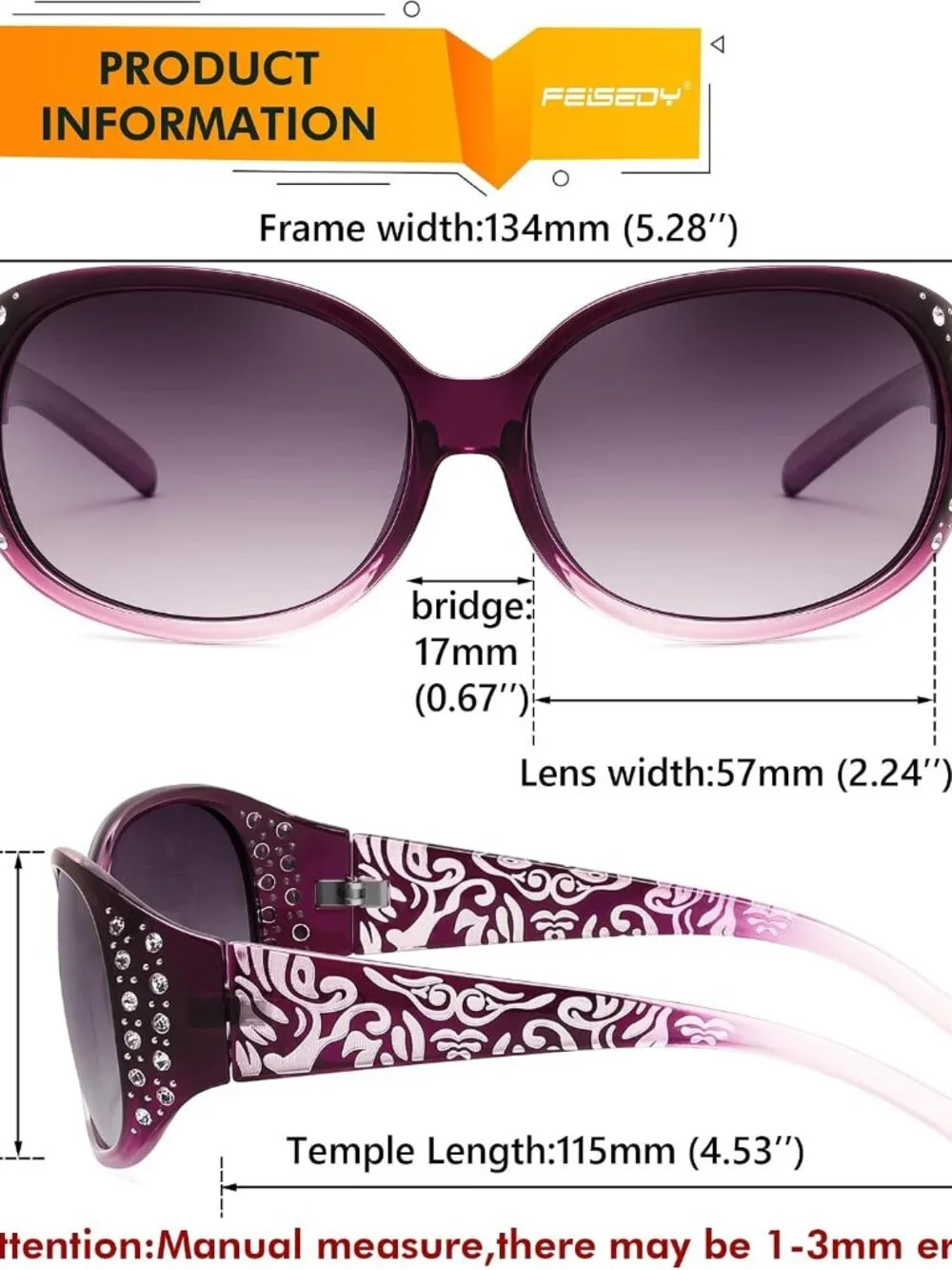 Vivid Vision Women's Polarized Sunglasses - Elegant Rhinestone & Floral Style